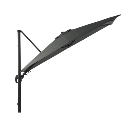 Avola zweefparasol met tiltfunctie in zwart aluminium met grijs sunbrella® premium parasoldoek - L1 200 x L2 300 cm (zonder voet)