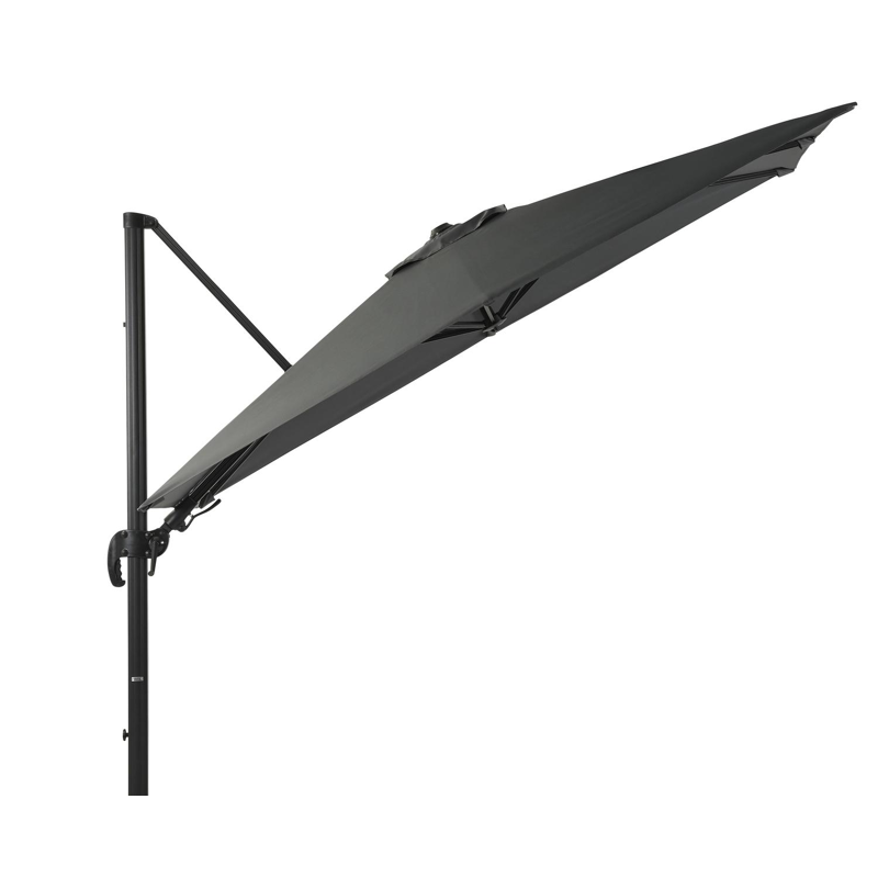 Avola zweefparasol met tiltfunctie in zwart aluminium met grijs sunbrella® premium parasoldoek - L1 200 x L2 300 cm (zonder voet)