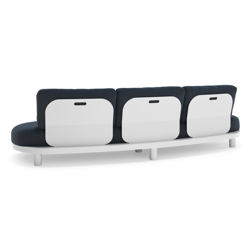Donato loungebank in wit aluminium met All Weather Sunbrella® luxe Heritage Indigo kussen