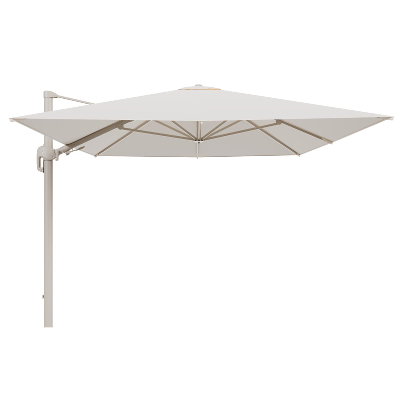 Rufina zweefparasol tiltfunctie in beige aluminium en parasoldoek in All Weather Sunbrella® Luxe Natte Linen Chalk  - L1 400 x L2 300 cm (zonder voet) (zonder voet)