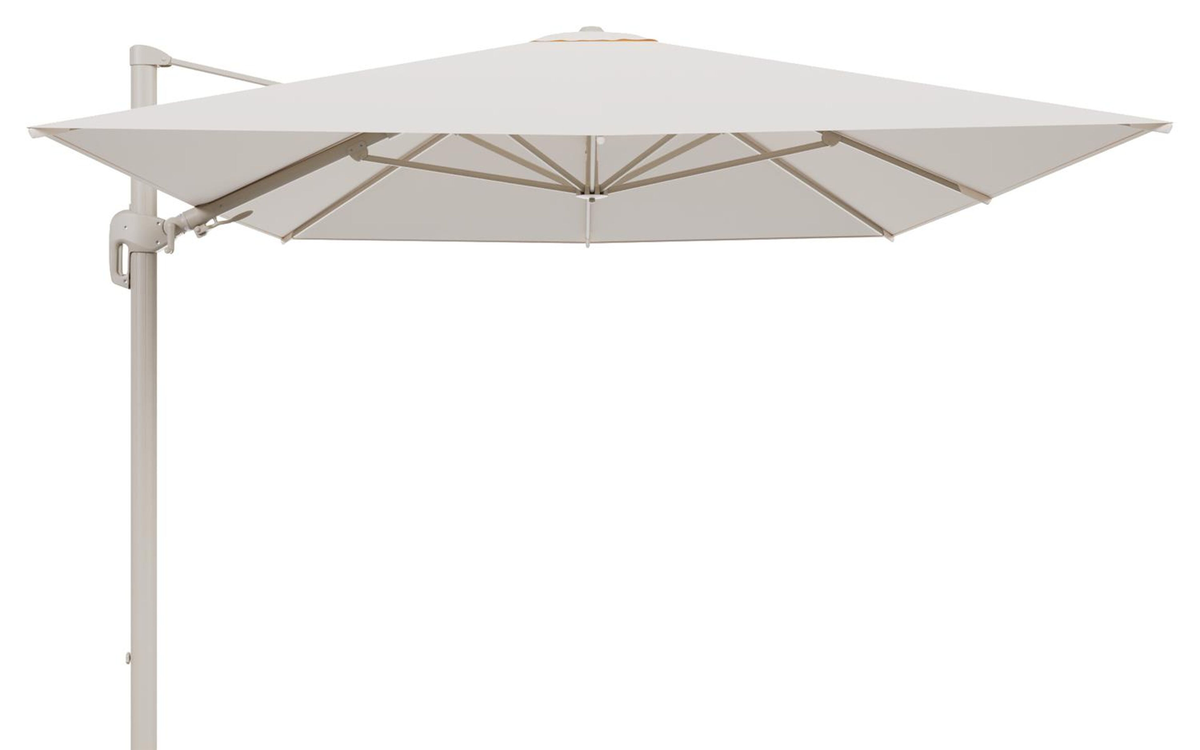 Rufina zweefparasol tiltfunctie in beige aluminium en parasoldoek in All Weather Sunbrella® Luxe Natte Linen Chalk  - L1 400 x L2 300 cm (zonder voet) (zonder voet)