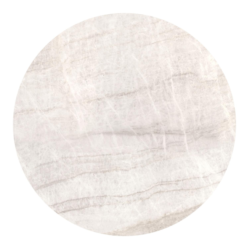 Table de jardin Fano ronde en aluminium noir et céramique pleine Taj Mahal - Diam. 130 x Haut. 74 cm