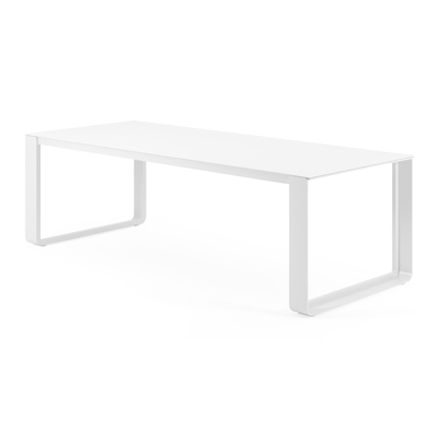 Atessa tuintafel in wit aluminium en volkeramiek arctic white - L 240 x B 100 x H 75 cm