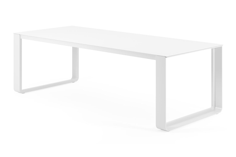 Atessa tuintafel in wit aluminium en volkeramiek arctic white - L 240 x B 100 x H 75 cm