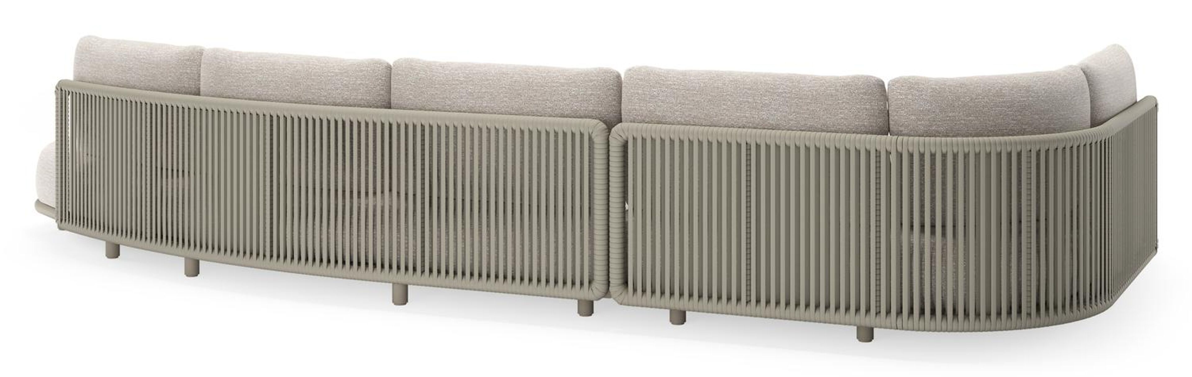 Lomano loungehoek in beige aluminium en beige verticaal geweven luxe vlakke rope met Tundra Sand all weather sunbrellaÂ® luxe