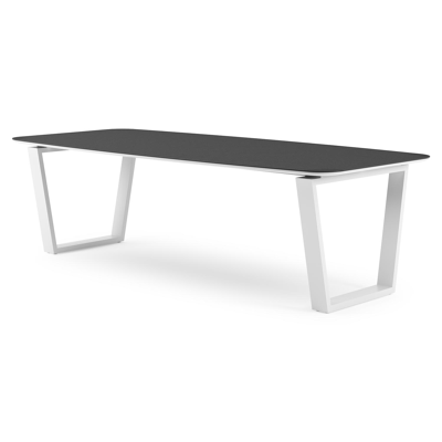 Pagino tuintafel bootvorm in wit aluminium en volkeramiek Nero Black - L 255 x B 115 x H 73 cm