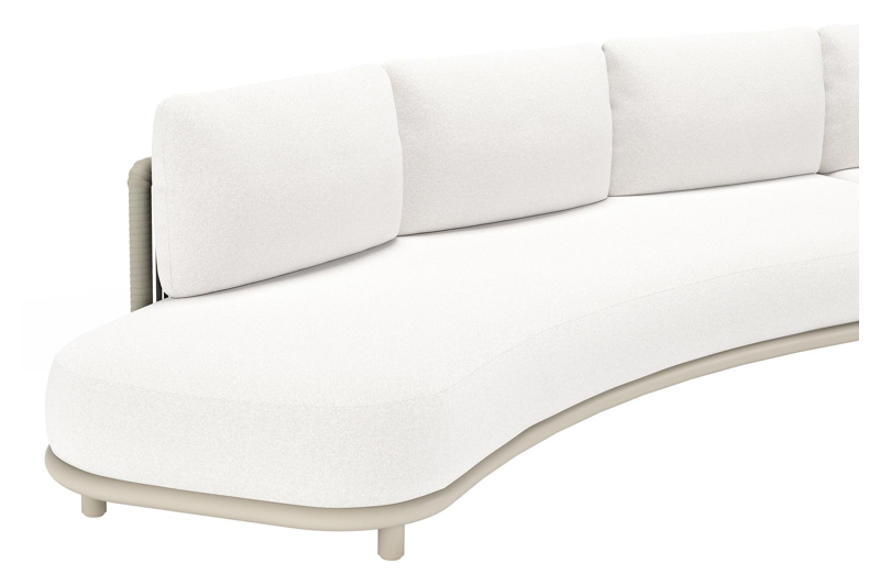 Lomano loungebank in beige aluminium en beige verticaal geweven luxe vlakke rope met Soul Optik all weather solica