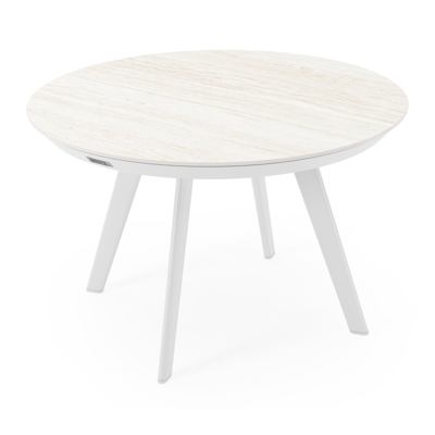 Rondo loungetafel in wit aluminium en calista volkeramiek - Dia. 65 x H 40 cm