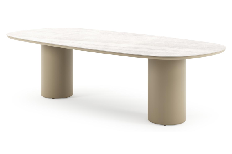 Amico tuintafel bombo in beige aluminium en volkeramiek Taj Mahal - L 270 x B 125 x H 73.5 cm