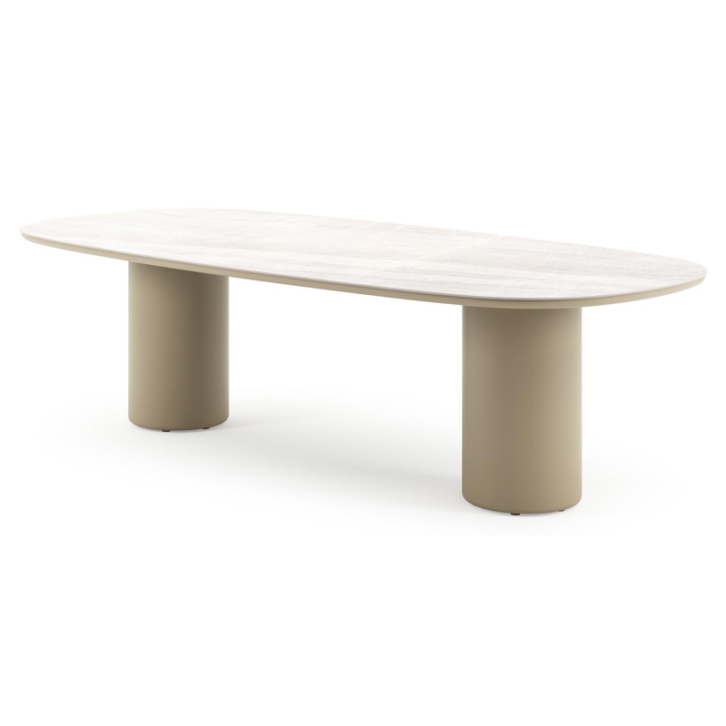 Amico tuintafel bombo in beige aluminium en volkeramiek Taj Mahal - L 270 x B 125 x H 73.5 cm