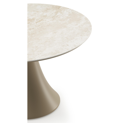 Fano low dining loungetafel rond in beige aluminium en volkeramiek Rapolano - Dia. 85 x H 55 cm