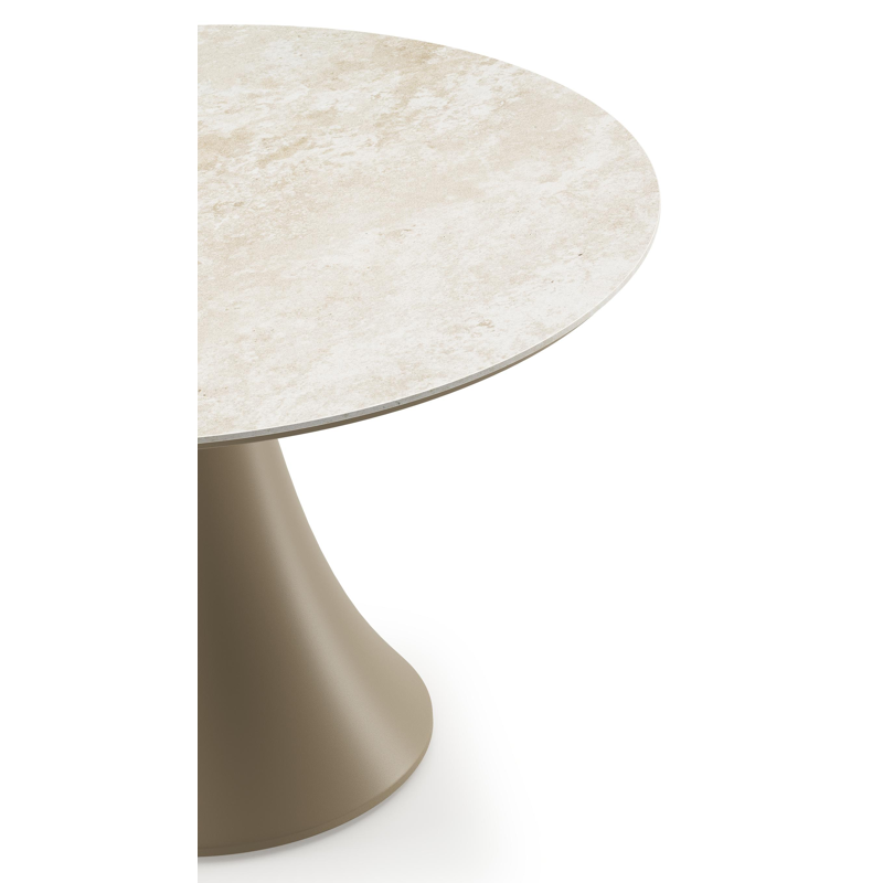 Fano low dining loungetafel rond in beige aluminium en volkeramiek Rapolano - Dia. 85 x H 55 cm