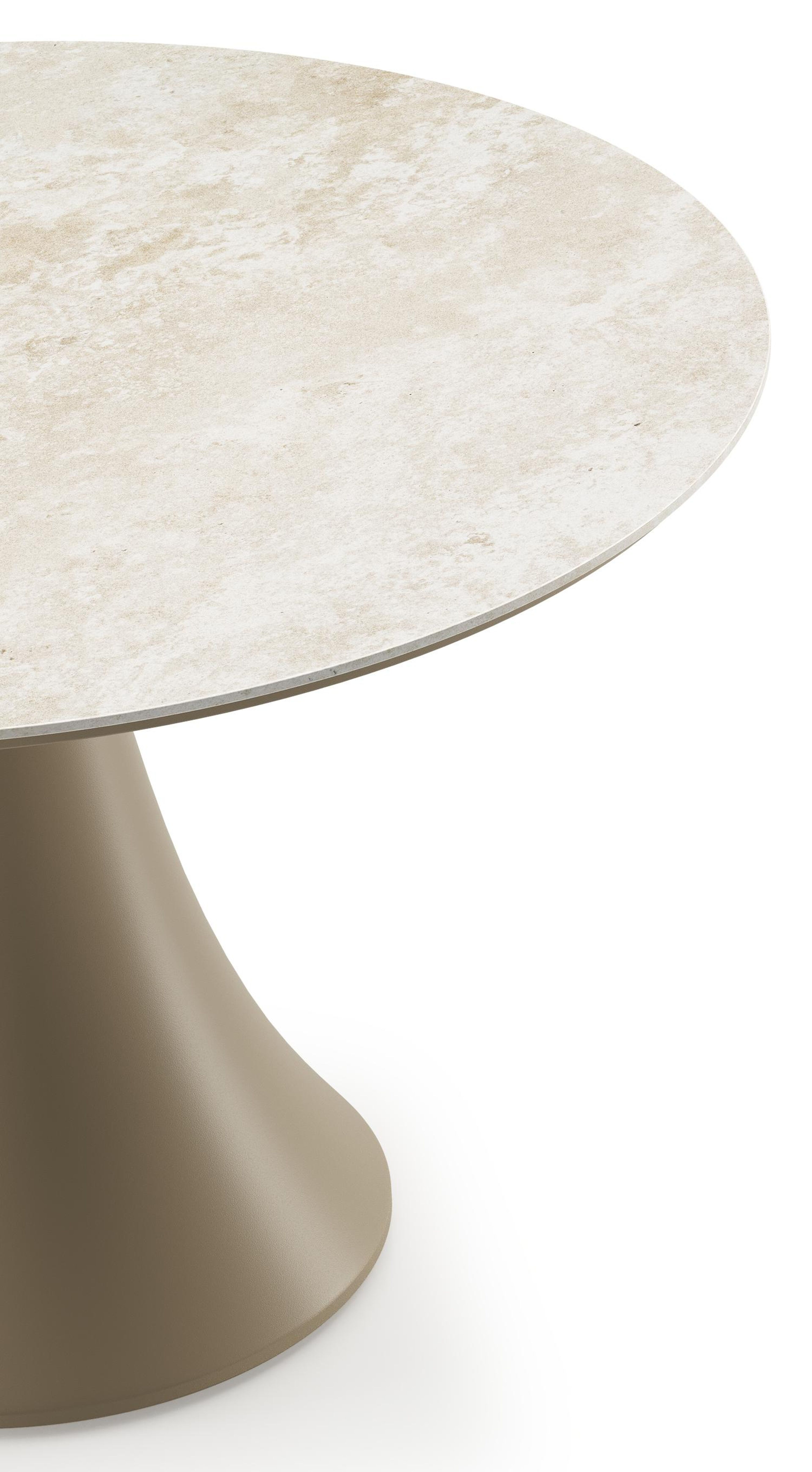 Fano low dining loungetafel rond in beige aluminium en volkeramiek Rapolano - Dia. 85 x H 55 cm