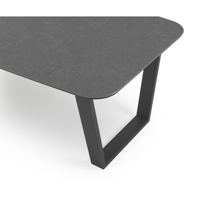 Pagino tuintafel in zwart aluminium en volkeramiek pierre bleue - L 315 x B 115 x H 74 cm