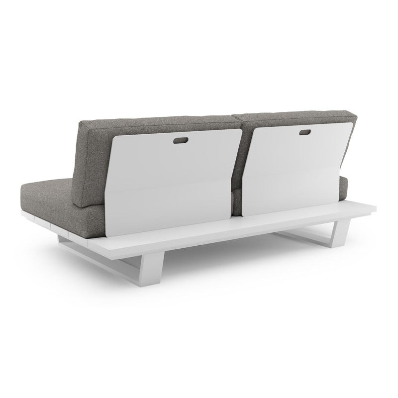 Pagino loungebank in wit aluminium met tundra charcoal all weather sunbrella® luxe kussen