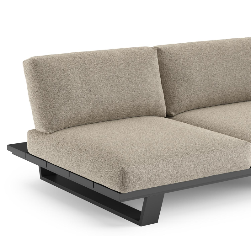 Pagino loungebank in zwart aluminium met catania beige all weather cosytica kussen