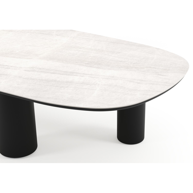 Table de jardin Amico bombo xl en aluminium noir et céramique pleine Taj Mahal - Lg. 320 x Lrg. 148 x Haut. 73.5 cm