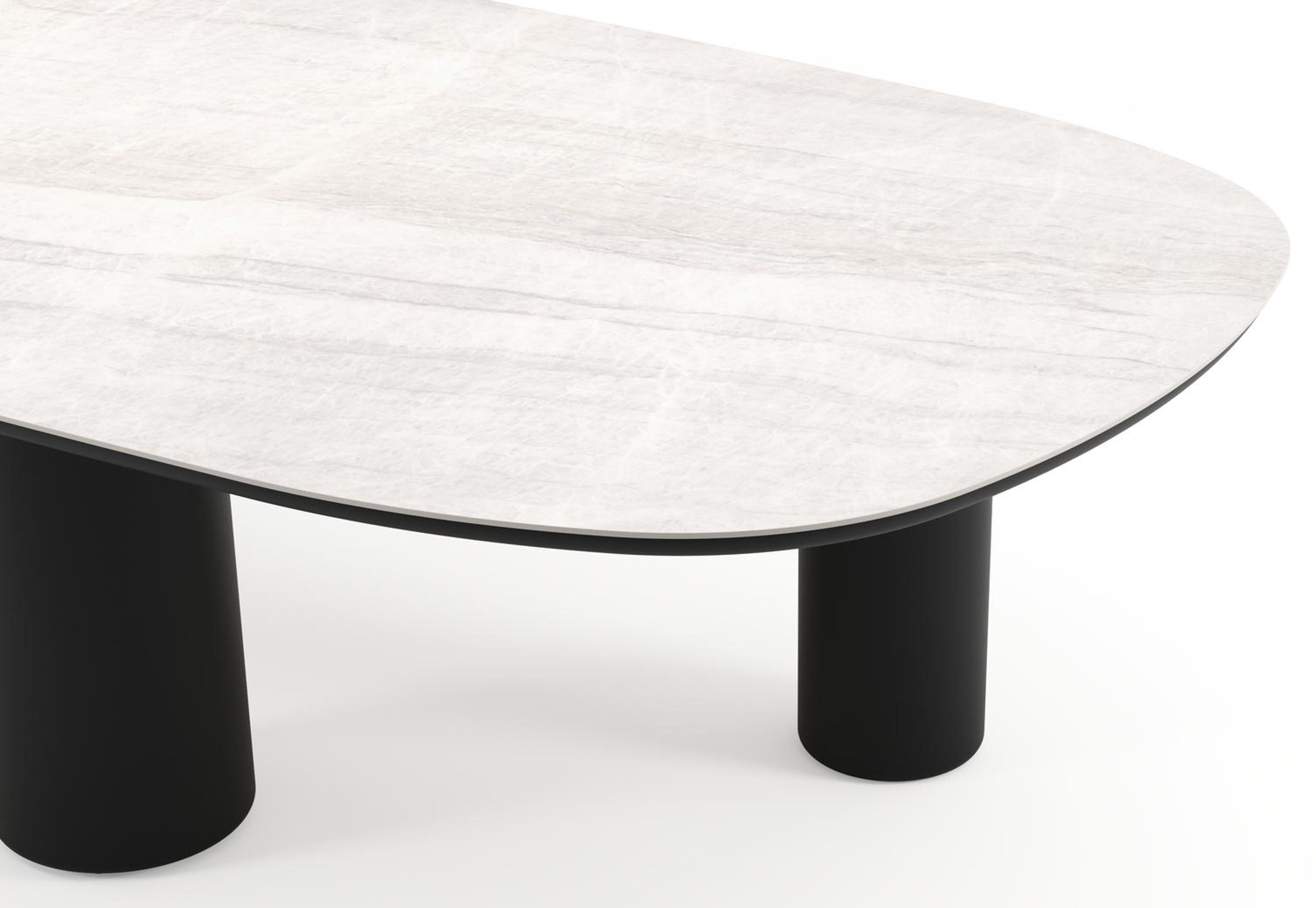 Table de jardin Amico bombo xl en aluminium noir et céramique pleine Taj Mahal - Lg. 320 x Lrg. 148 x Haut. 73.5 cm