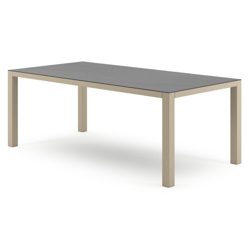 Como tuintafel rechthoekig in beige aluminium en volkeramiek Basalt Black - L 200 x B 100 x H 73 cm