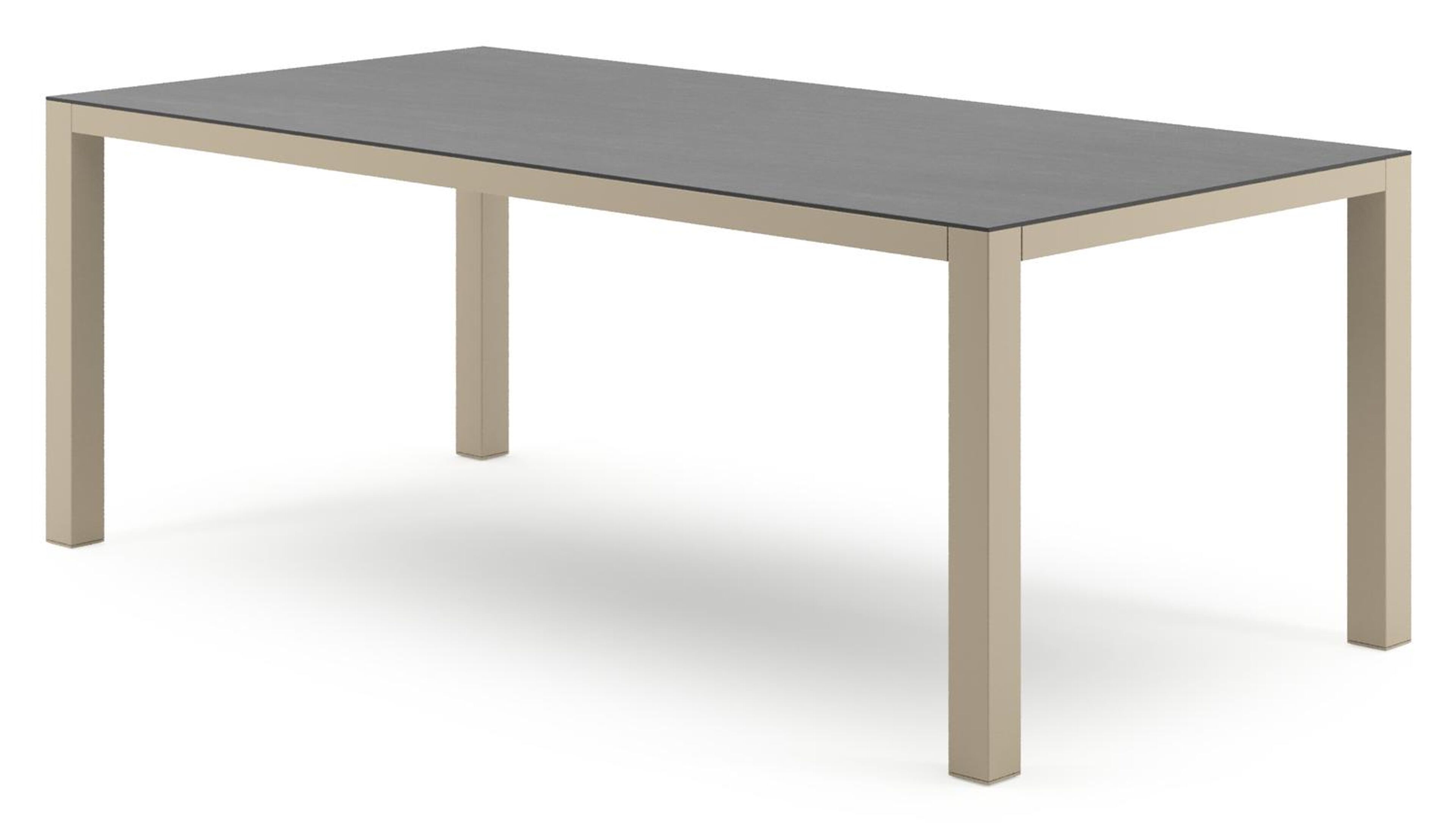 Como tuintafel rechthoekig in beige aluminium en volkeramiek Basalt Black - L 200 x B 100 x H 73 cm