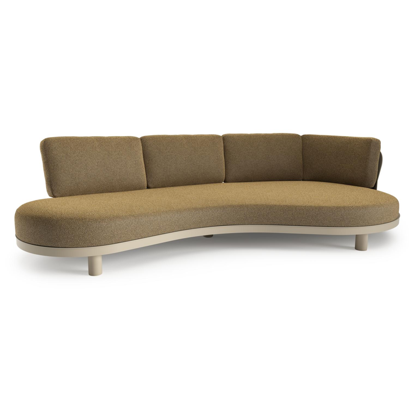 Donato loungebank in beige aluminium met madagascar walnut all weather cosytica kussen