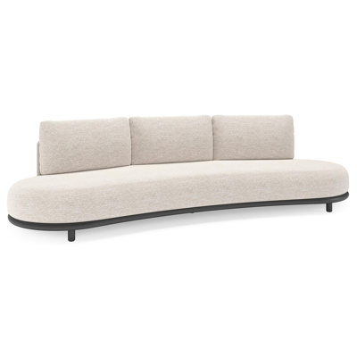 Lomano loungebank in zwart aluminium en beige verticaal geweven luxe vlakke rope met Tundra Sand all weather sunbrella® luxe