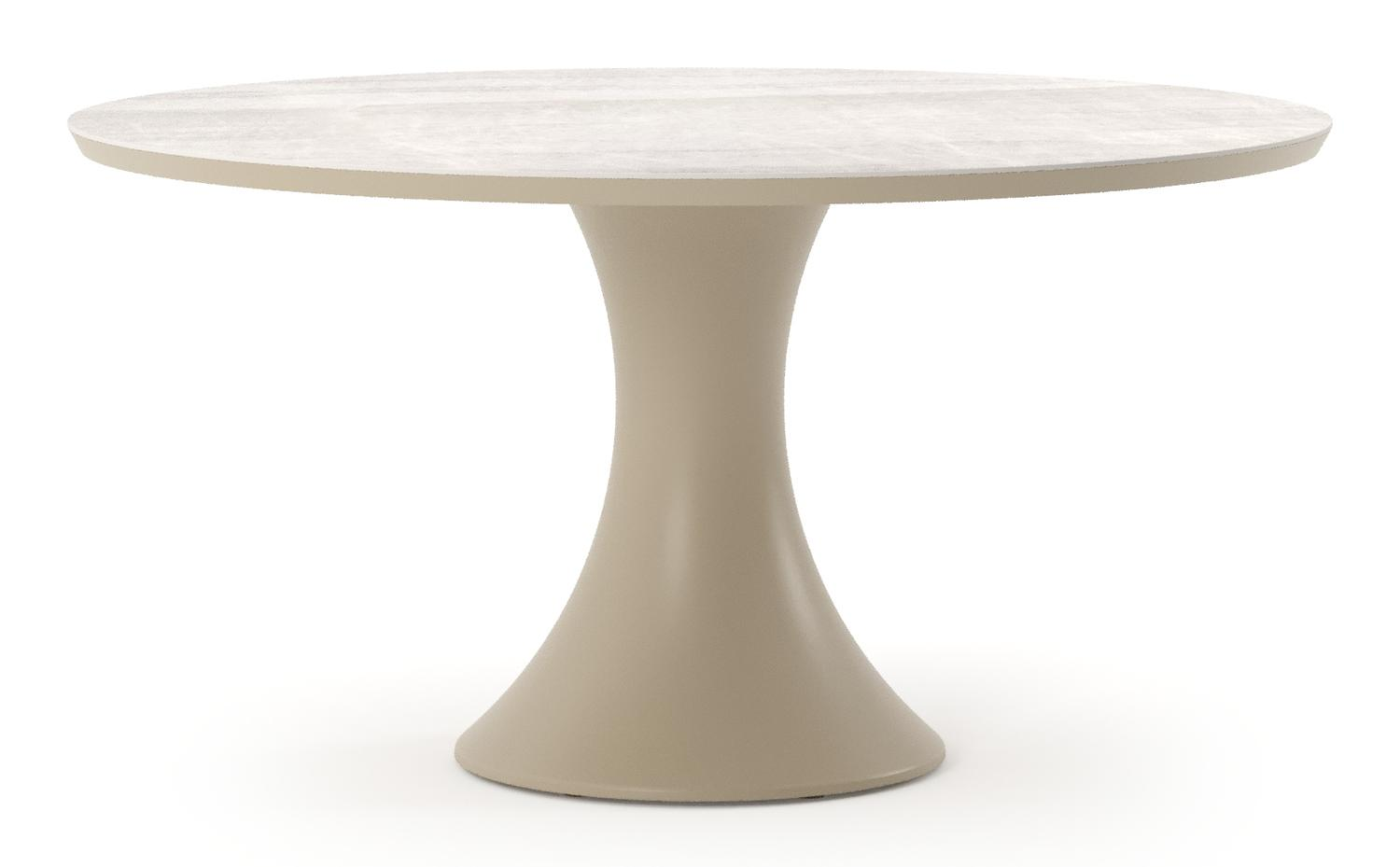 Fano tuintafel rond in beige aluminium en volkeramiek Taj Mahal - Dia. 148 x H 74 cm