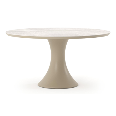 Fano tuintafel rond in beige aluminium en volkeramiek Taj Mahal - Dia. 148 x H 74 cm