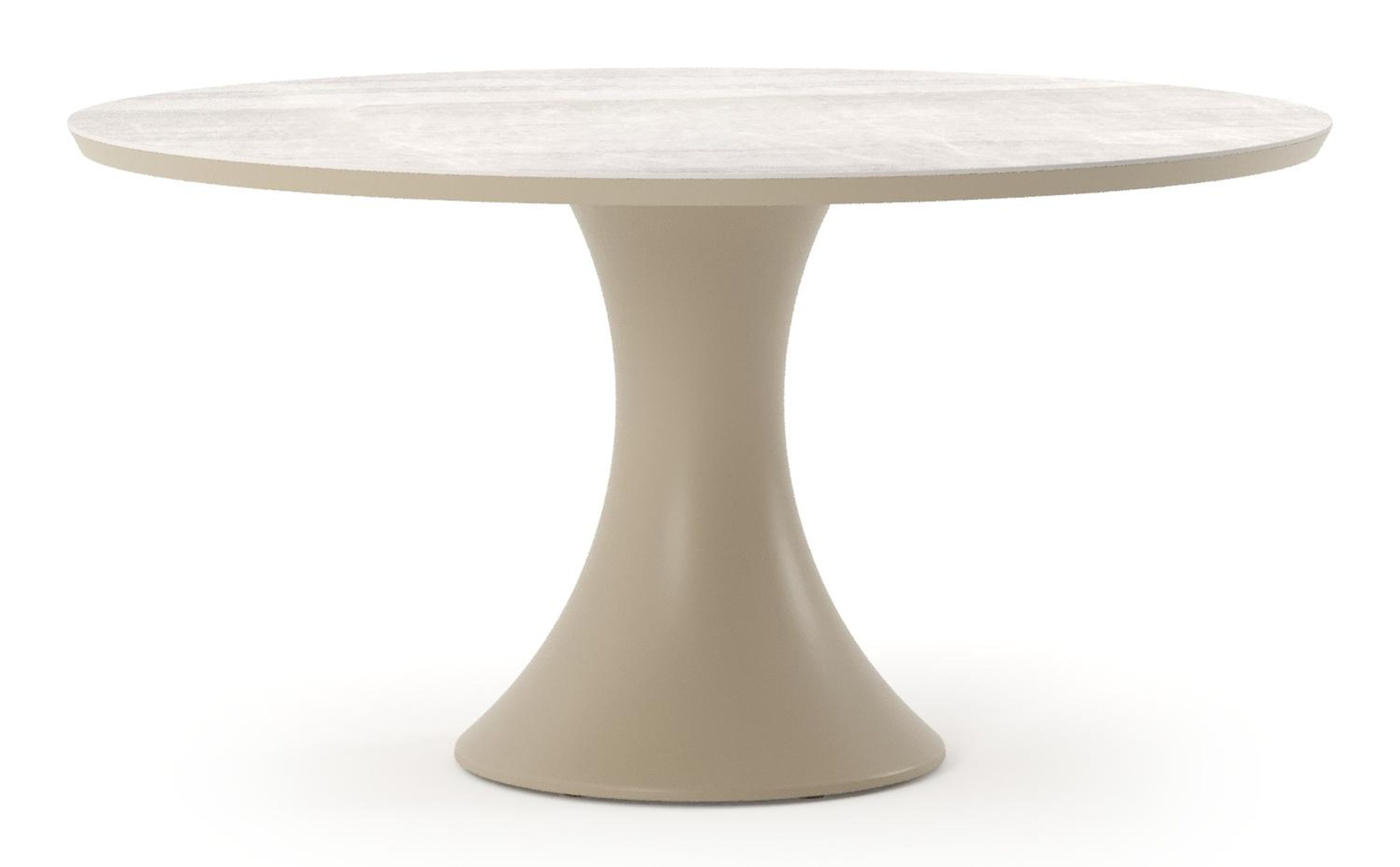 Table de jardin Fano ronde en aluminium beige et céramique pleine Taj Mahal - Diam. 148 x Haut. 75 cm
