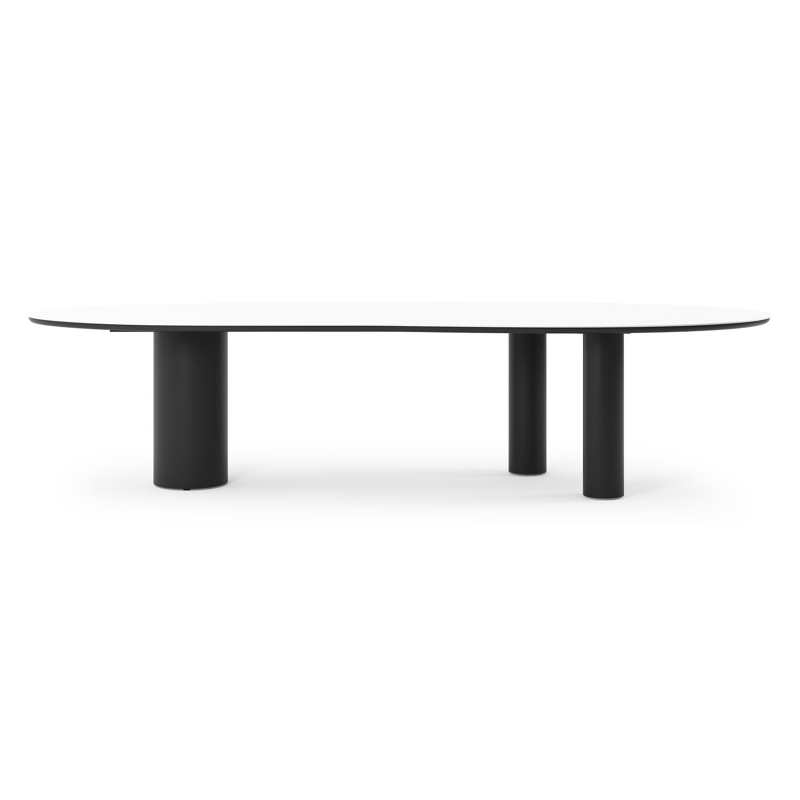 Organo tuintafel organisch in zwart aluminium en volkeramiek Arctic White - L 320 x B 120 x H 74 cm