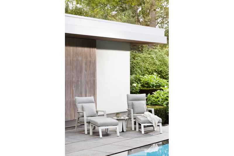 Avila bijzettafel in beige aluminium - Dia. 45 x H 39 cm