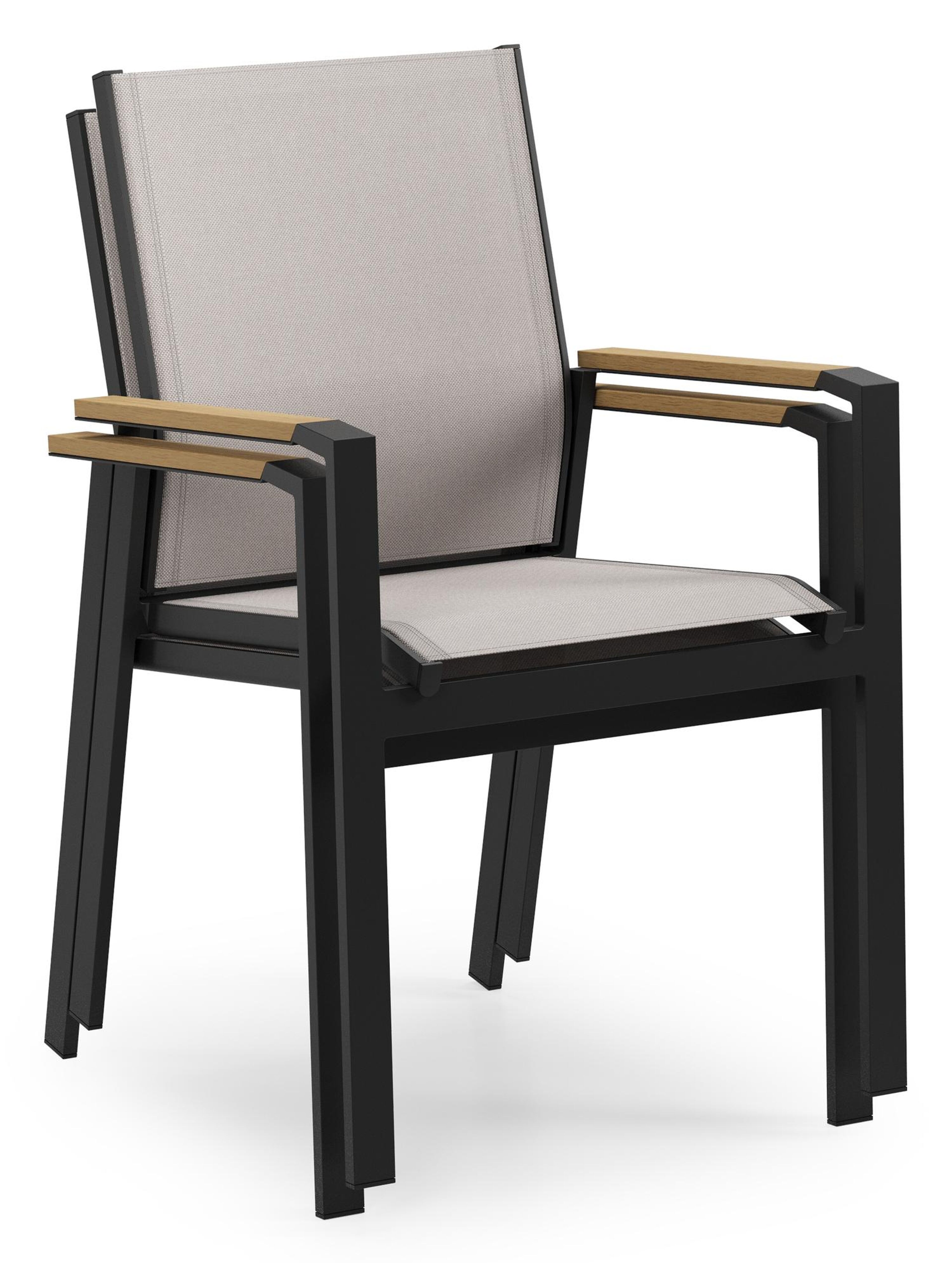 Ensemble de jardin Calzo en aluminium noir et polywood avec 6 chaises de jardin empilable Bahia