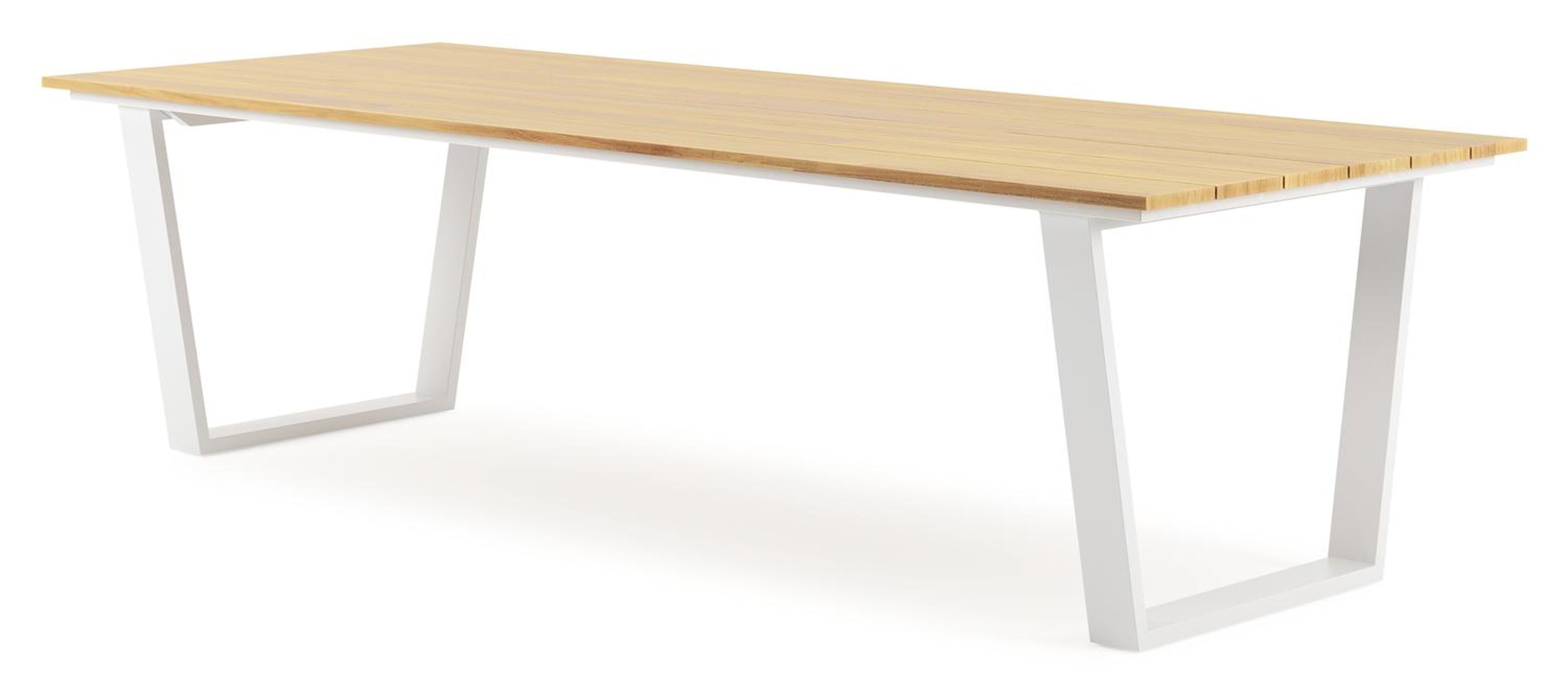 Pagino tuintafel rechthoekig in wit aluminium en teak - L 280 x B 110 x H 73,5 cm