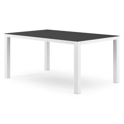 Como tuintafel in wit aluminium en volkeramiek Nero Black - L 160 x B 100 x H 75 cm