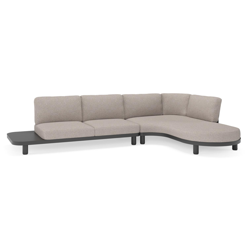 Donato loungehoek in zwart aluminium met all weather sunbrella® luxe Tundra Charcoal kussen