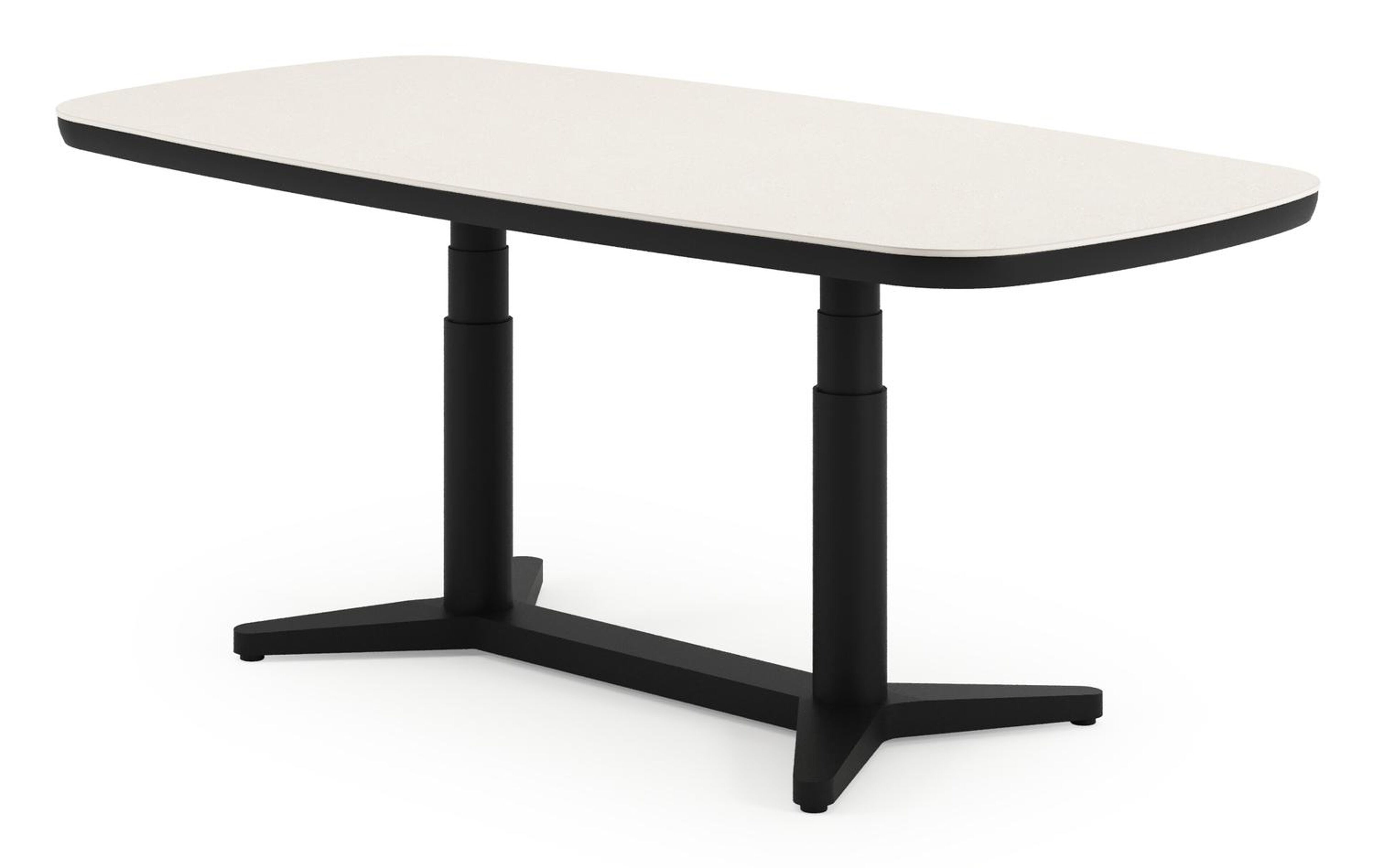 Tarsia tuinset bootvorm in zwart aluminium en sintered stone Crema minerale met 6 Berga tuinstoelen