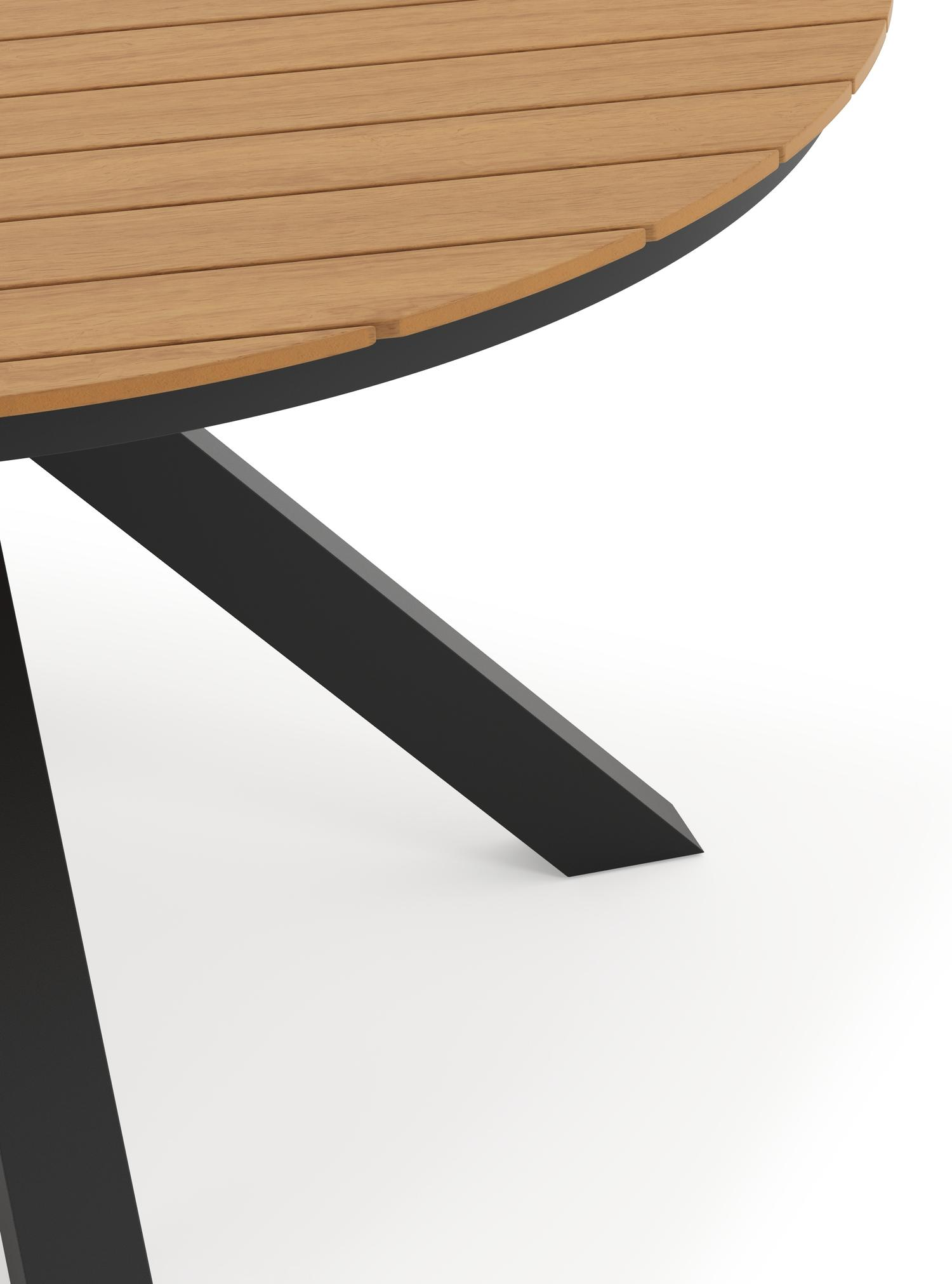 Tora tuintafel in zwart aluminium en polywood - Dia. 140 x H 69 cm