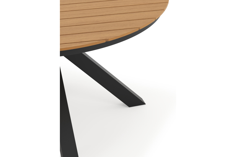 Tora tuinset in zwart aluminium en naturel polywood tafelblad met 6 Paco tuinstoelen