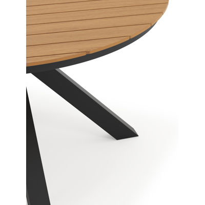 Tora tuinset in zwart aluminium en naturel polywood tafelblad met 6 Paco tuinstoelen