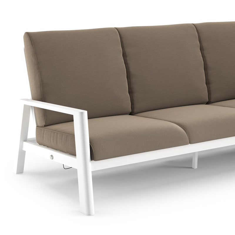 Cirello loungeset in wit aluminium met natte heather grey all weather sunbrella® luxe kussen