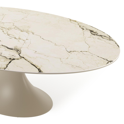 Fano tuintafel ovaal in aluminium beige en volkeramiek Colorado Dunes - L 240 x B 135 x H 75 cm