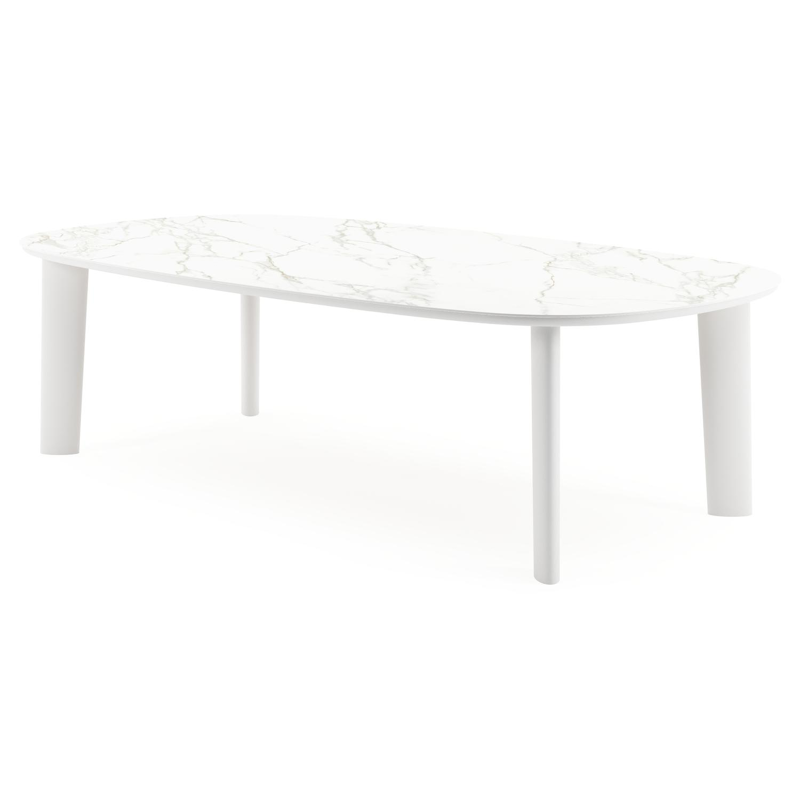 Amico tuintafel bombo xl in wit aluminium en volkeramiek Calacatta - L 270 x B 148 x H 74 cm