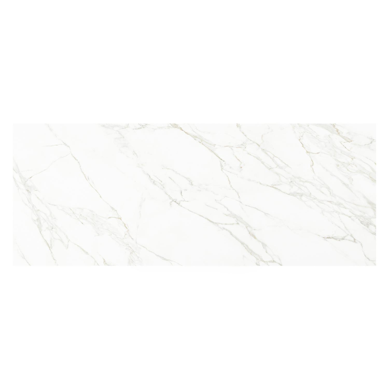 Table de jardin Cesano en aluminium blanc et céramique pleine calacatta - Lg 280 x Larg. 110 x H 75 cm