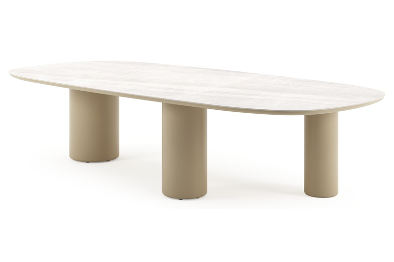 Amico tuintafel bombo xl in beige aluminium en volkeramiek Taj Mahal - L 320 x B 148 x H 73.5 cm