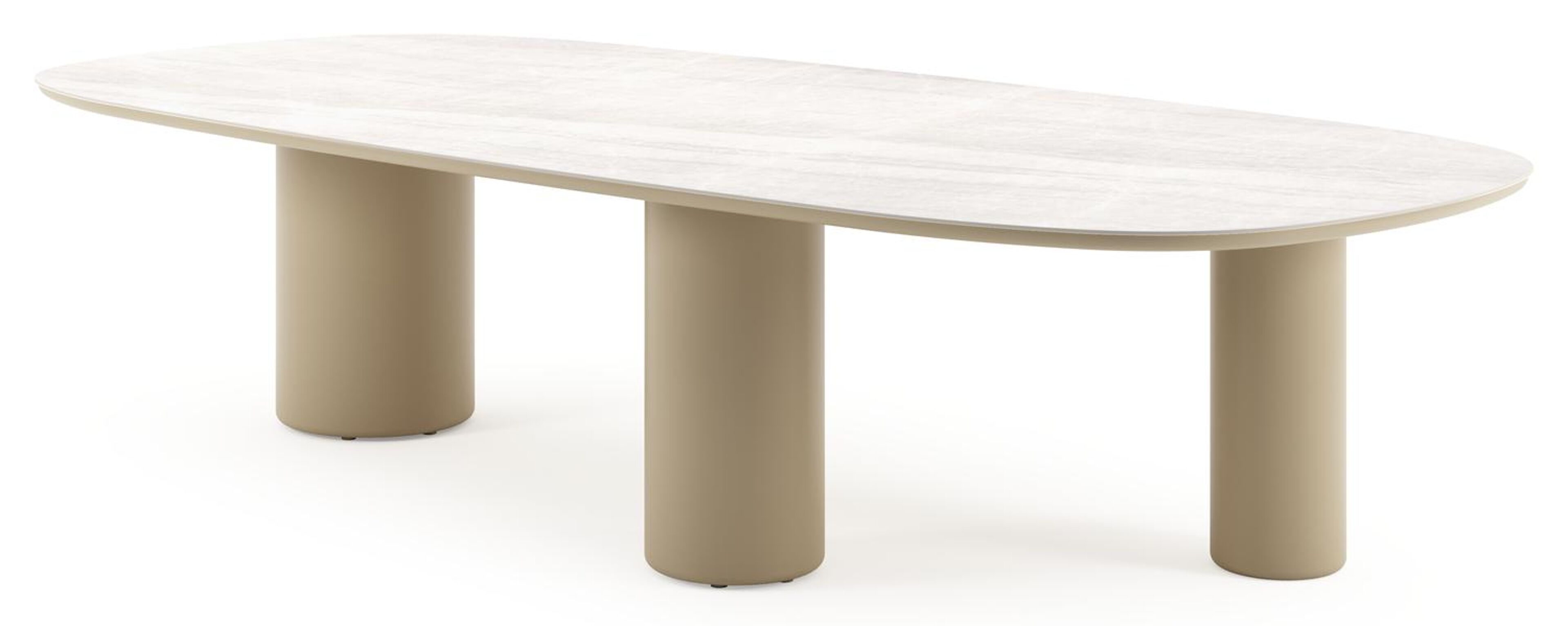 Table de jardin Amico bombo xl en aluminium beige et céramique pleine Taj Mahal - Lg. 320 x Lrg. 148 x Haut. 73.5 cm