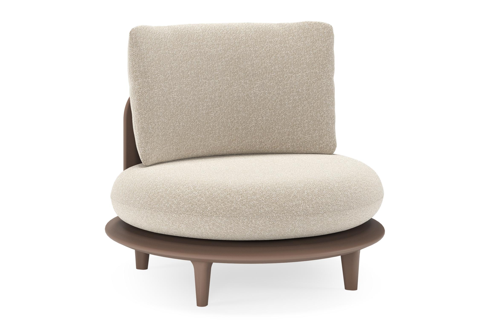 Bomero loungestoel in taupe aluminium met marbella ecru all weather cosytica kussen