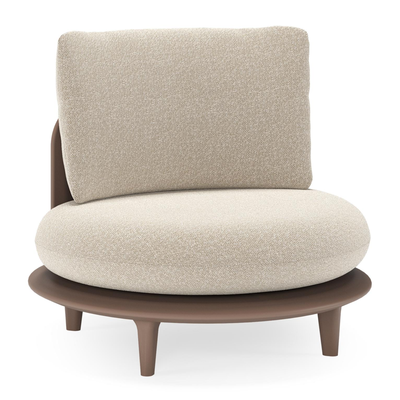 Bomero loungestoel in taupe aluminium met marbella ecru all weather cosytica kussen