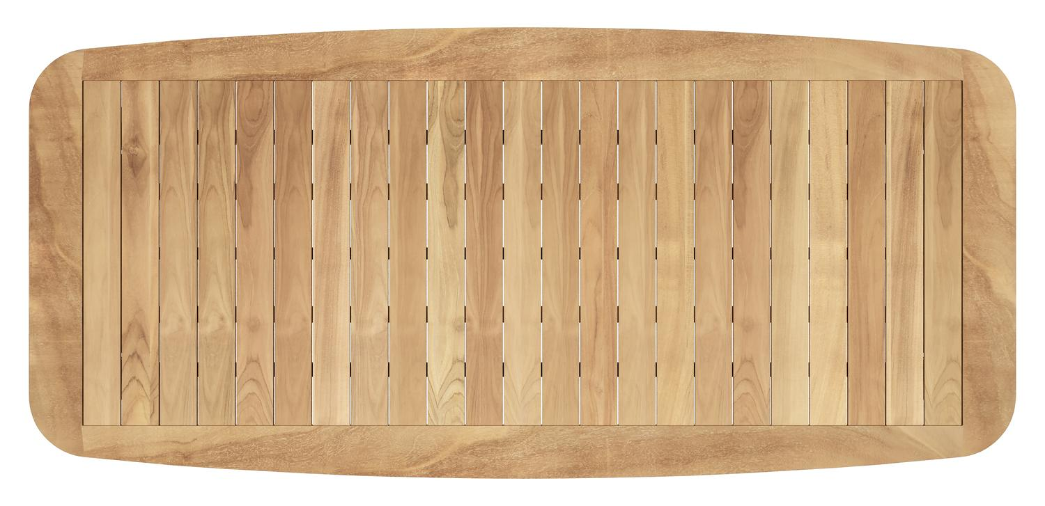 Mosa bootvormige tuinset in zwart aluminium en teak natural finish met 6 Calobra tuinstoelen