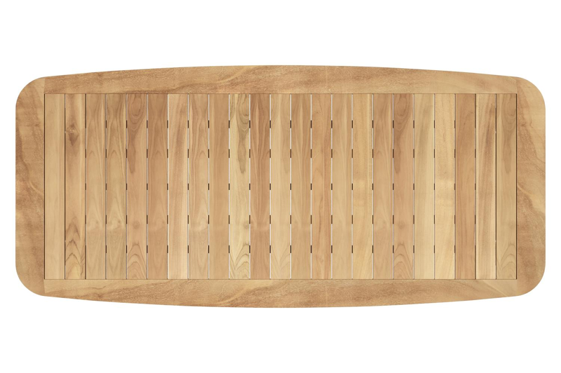 Mosa bootvormige tuinset in zwart aluminium en teak natural finish met 8 Artena tuinstoelen