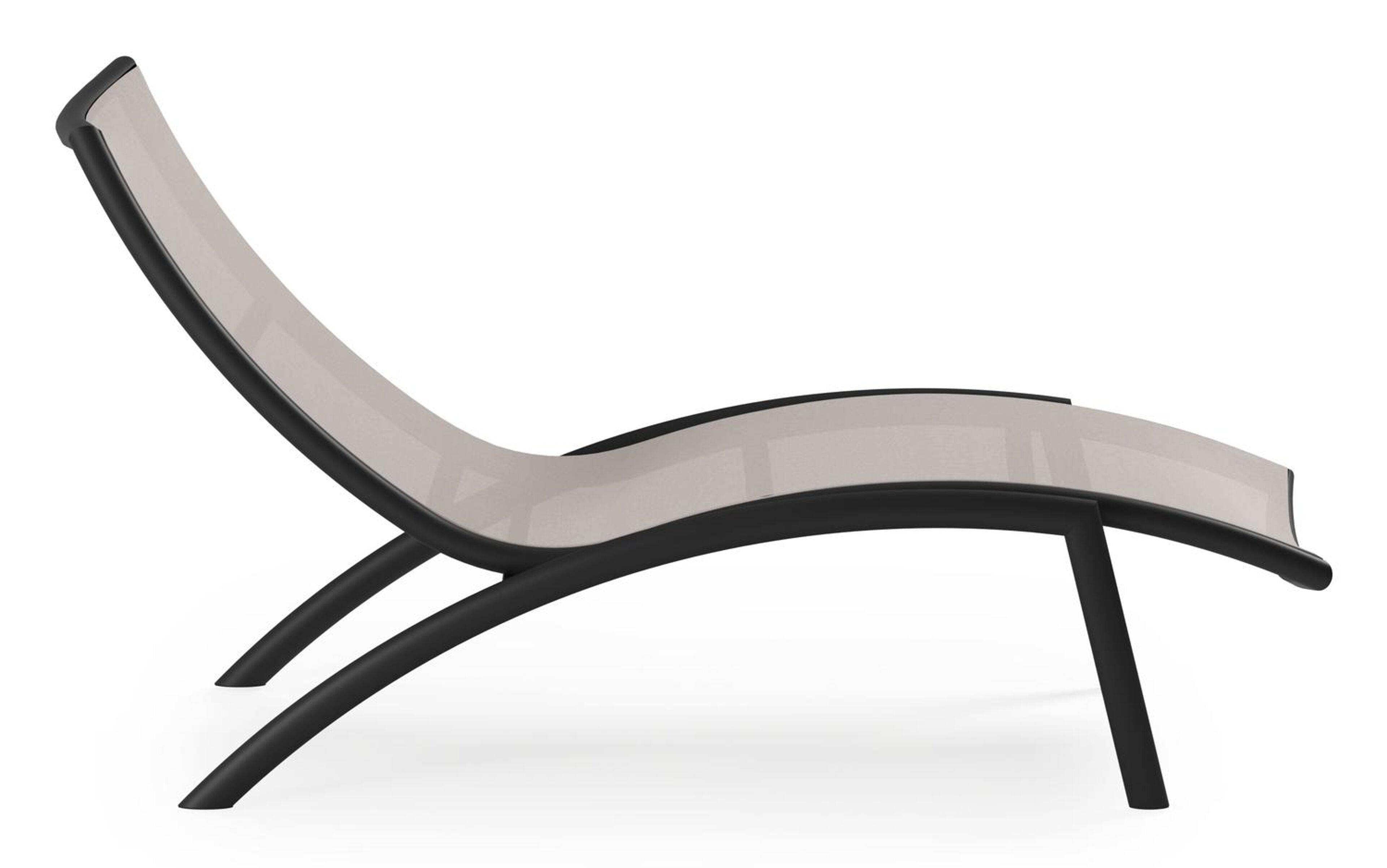 Siena ligbed in zwart aluminium en beige single textilene